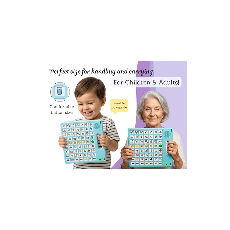 8 Languages AAC Device for Autism, 63 Buttons, Communication Board