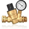 RVGUARD RV Water Pressure Regulator Valve, Brass Lead-Free Adjustable Water Pressure Reducer with Gauge and Inlet Screen Filter for RV Camper Travel Trailer