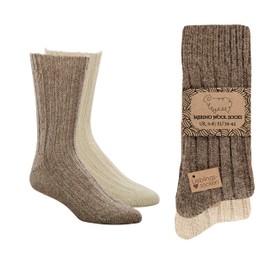 100% Wool Socks for Men and Women – Thick, Thermal, Virgin Wool, Warm, Breathable Home Socks, Winter Socks (UK, Numeric, 9, 11, Regular, Regular, Brown-Natural)