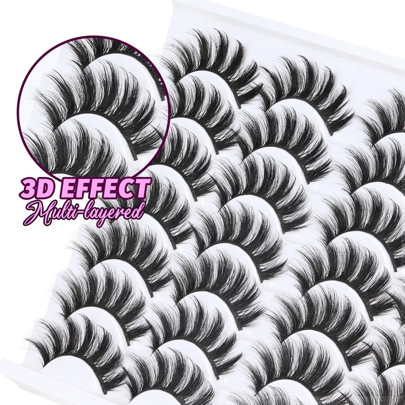 Losha Eyelashes Natural Look Faux Mink Lashes Pack Handmade Fluffy