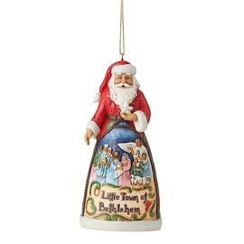 Enesco Jim Shore Heartwood Creek Santa Little Town of Bethlehem Hanging Ornament, 4.53 Inch, Multicolor