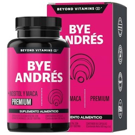 Beyond Vitamins  Bye Andrés con Inositol, Maca, Isoflavonas de Soya, Ñame Salvaje, Raíz de Cohosh Negro, Aguaje, Blueberry, Calcio y Biotina...       