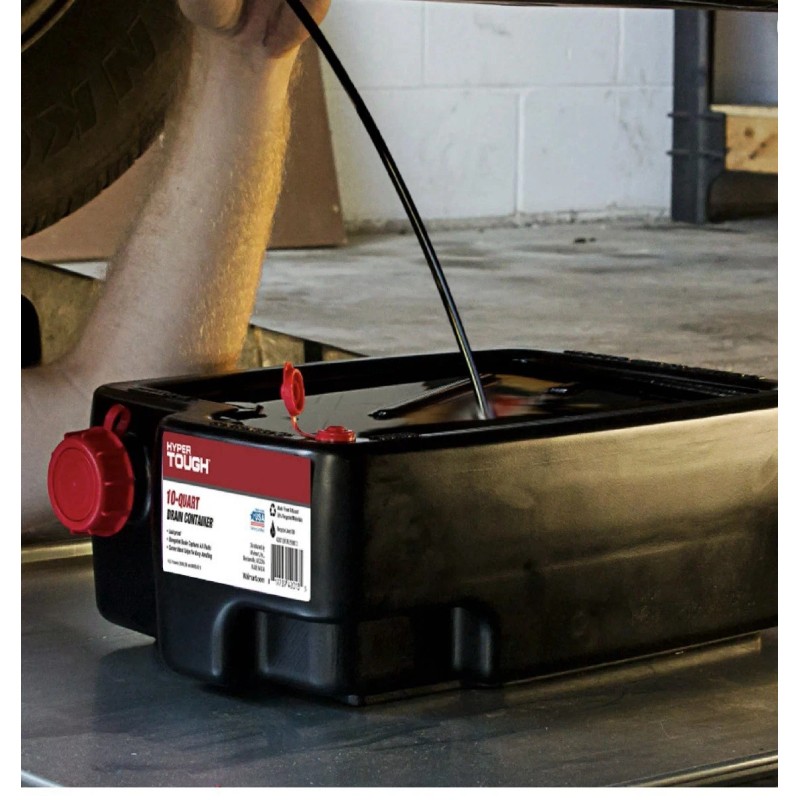 Hyper Tough Oil Change Drain Container 10 Quart Large Pan