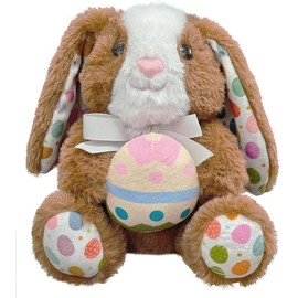 Easter Bunny Rabbit Stuffed Animal Cute Brown Bunny Plush Wtih Easter Eggs Bunny Plush Toy for Baby Boy & Girl Gifts