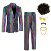 DZMDIP Men's 70s Disco Costume Shiny Metallic Sequin Suits Set