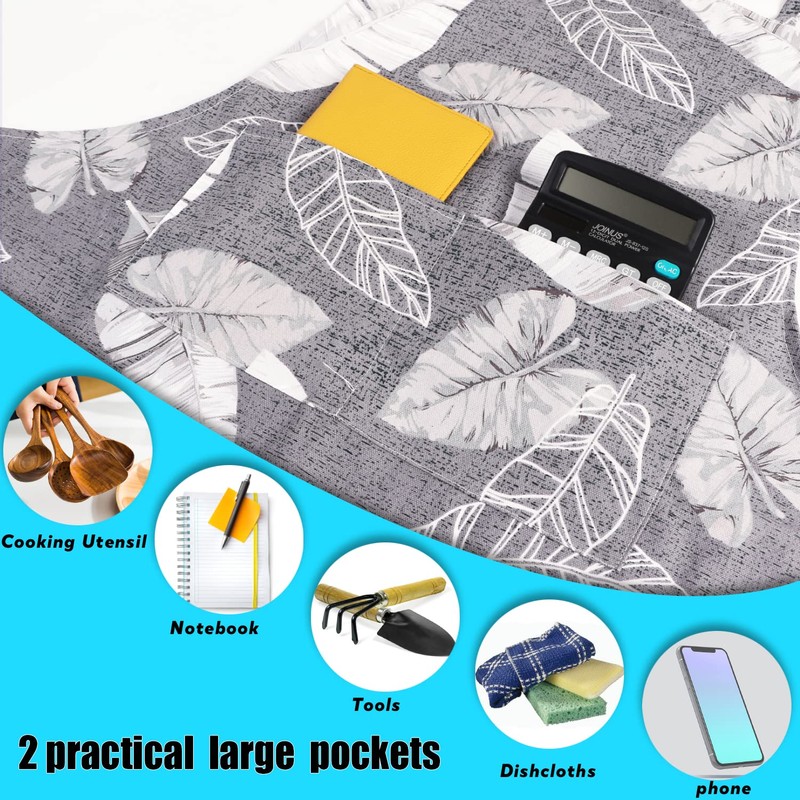 LOLOMLO Oversize Canvas Cotton Apron, Extra Large Aprons with 2