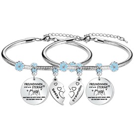 Angelra 2 x Bracelets Best Friend Gift Friendship for Engraving "Du bist immer meine Schwester, auch immer meine Freundschaft" (German Language), Metal
