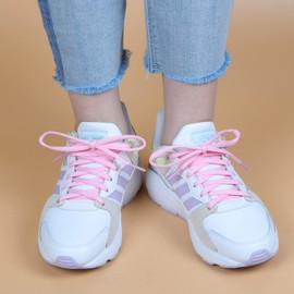 Stepace [2 Pairs Half Round Shoe Laces 1/4" Width 30"-72" Length 22 Color Oval Shoelaces Pink 48"(122 cm)