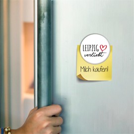 Huuraa Leipzig in Love Fridge Magnet Size 59 mm with Name of Your Favourite City in Saxony Gift Idea for Friends and Family