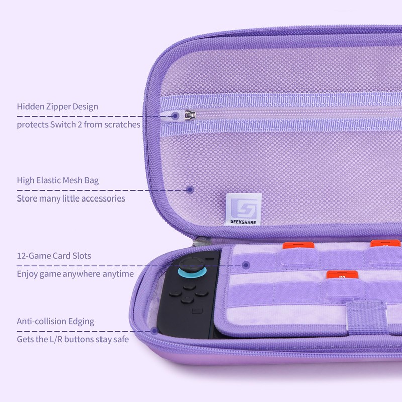 Kuitmor Switchケース Switch2 専用ケース スイッチ収納 ニンテンドースイッチケースJoystick HDMIケーブル イヤホン収納でき 小物入れ 耐衝撃