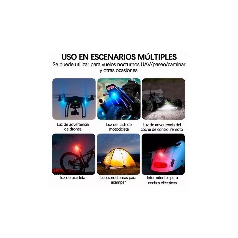 Mini Luz Led Estrobo Funciones Fija Moto Bici Auto 2pcs
