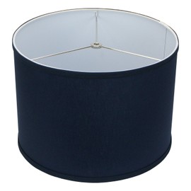 FenchelShades.com 14" Top Diameter x 14" Bottom Diameter 10" Height Cylinder Drum Lampshade USA Made (Navy Blue)