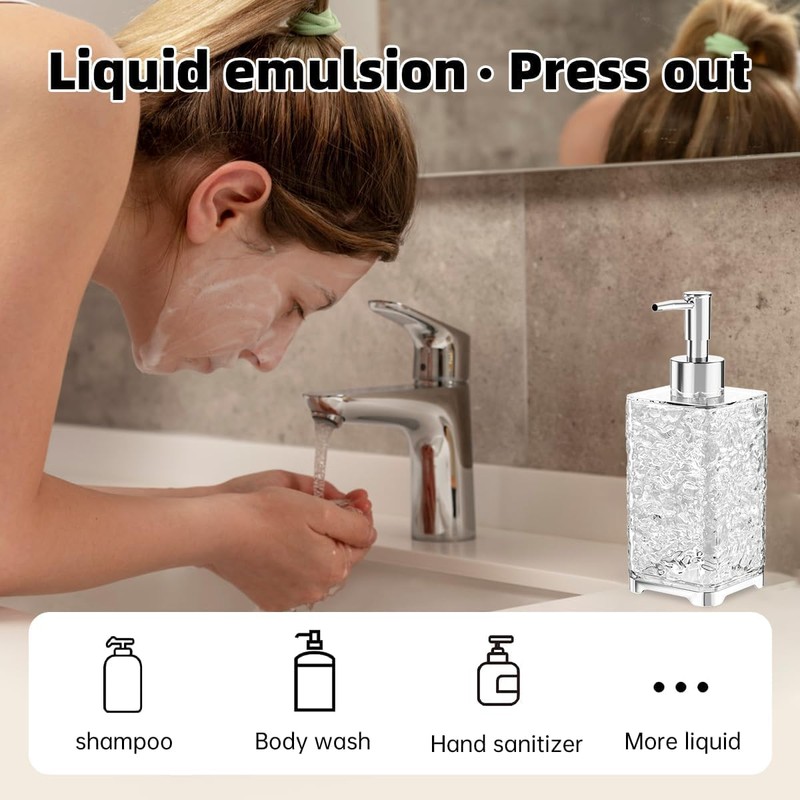 13.5 Oz Translucent White Plastic Soap Dispenser with Rust-Proof Pump,