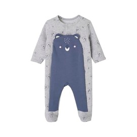 Vertbaudet Bio-Kollektion: Baby Sweat-Strampler mit Koala-Motiv grau meliert 62