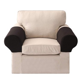 LERTREE 1 Pair Sofa Arm Slipcovers Elastic Sofa Armrest Protectors Removable Chair Sofa Armrest Covers (Black)