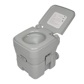 YYAO Portable Toilet Outdoor Travel Toilet Camping Porta Potty,5.2 Gallon 20L Portable Removable Flush Toilet Press Pump Double Outlet RV Toilet for Camping,Hiking,Boating,Gray