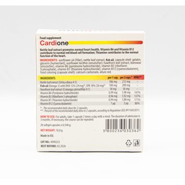 Cardione Capsules Dietary Supplement with Vitamins, Minerals and Plant Extracts | Nettle | Omega3. 20 Capsules