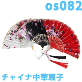 Black Omen Dragon and Phoenix Mini Cheongsam Dress, CB-Hand Fan, White, Free size