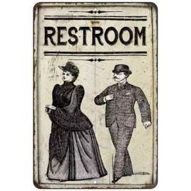 Chico Creek Signs Restroom Sign Men & Women Vintage Look Chic Distressed Bathroom 108120020245 - 16" x 24" - Premium