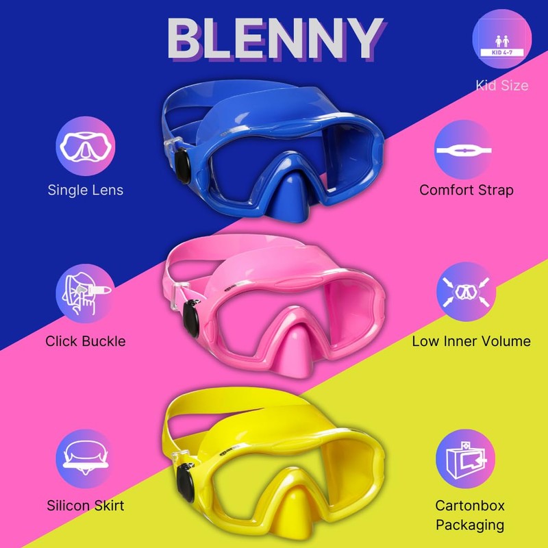 Mares Aquazone Blenny, Maschera Snorkeling da Bambino - Unisex, Giallo