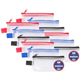 Tuff Bag Mini Zip Bag Wallet Clear Document Folder File See Through Zipper Pouch Reinforced Plastic Money Bags (Mini - 7cm x 15cm - 12 Wallets)