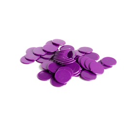Plastic Counters: Purple Color Gaming Tokens (Hard Colored Plastic Coins, Markers and Discs for Bingo Chips, Tiddly Winks, Checkers, and Other Board Game Playing Pieces) | 50 Pieces