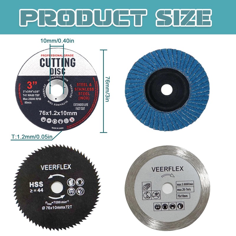 21 Pcs Cutting Discs, 76mm Cutting Disc, Combination Of 4