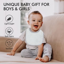Pack of 2 Baby Bibs, Terry Cloth Bibs for Boys, Girls, Drool Bib, Very Absorbent, Size Adjustable Inner Pocket for Women and Girls, M
