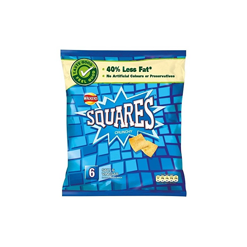 Walkers Squares - Salt & Vinegar (6x22g) - Pack of