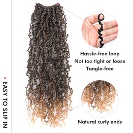 Toyotress Yanky Twist Crochet Hair - 14 Inch 2 Packs (30 Strands/Pcs) Fluffy Spring Mini Twist Short Bob Passion Twist, Ombre Blonde Pre-Looped Crochet Braids Braiding Hair (14 Inch, T27-2P)