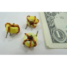 SherrodSurplus 10 Small Horizontal Mounted Inductors Toroid Chokes Coils 5 Turns of 18 AWG Wire