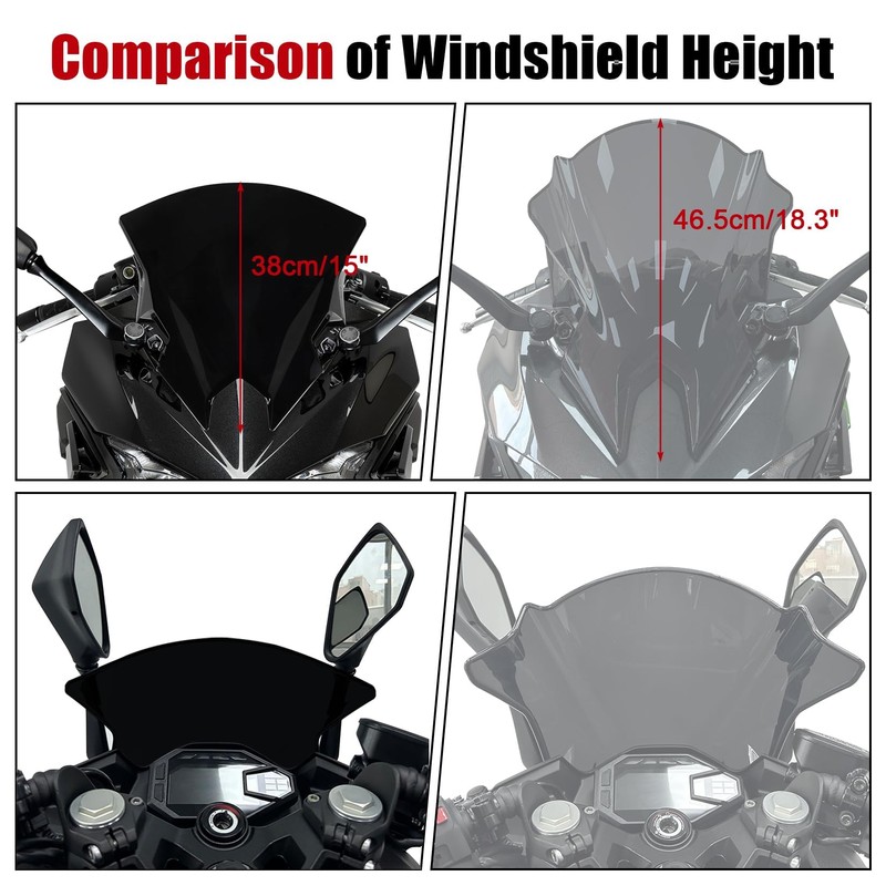 Windshield for NINJA500 SE 2024 2025, PSLER Windscreen Double Bubble