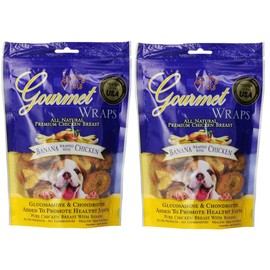 Loving Pets (2 Pack) All Natural Premium Banana and Chicken Wraps with Glucosamine and Chondroitin Dog Treats, 6 oz