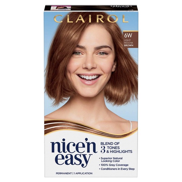 Clairol Nice'n Easy Permanent Hair Color, 6W Light Mocha Brown, 1 Count