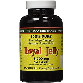 YS Eco Bee Farms Royal Jelly 2,000 mg - 75 Capsules (Pack of 2)