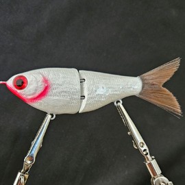 5 Inch Glide Bait with Brush Tail and VMC Treble Hooks - Color: Pearl White