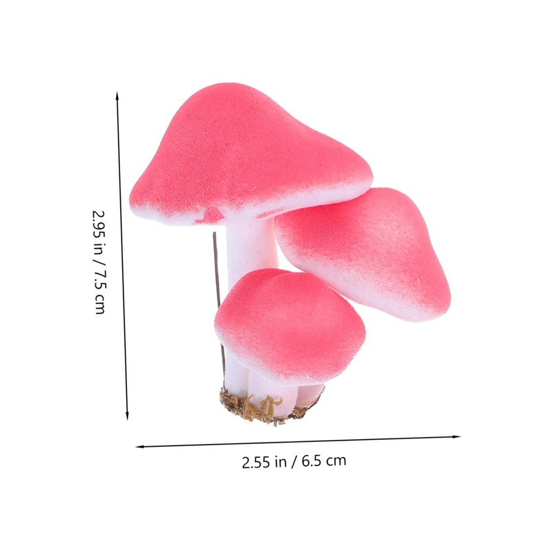 ORFOFE Unique 3-Headed Mushrooms 6pcs Foam Mushroom Figurines Natural Garden