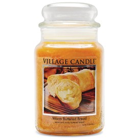 Village Candle Warm Buttered Bread Large Glass Apothecary Jar Scented Candle, 21.25 oz, Brown