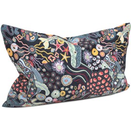 Organic Eucalyptus Scented Pillow Herb Pillow 30 x 20 cm Organic Cotton "Under Water" + Organic Lining - 100% Pure Organic Eucalyptus + Organic Spelt Husks