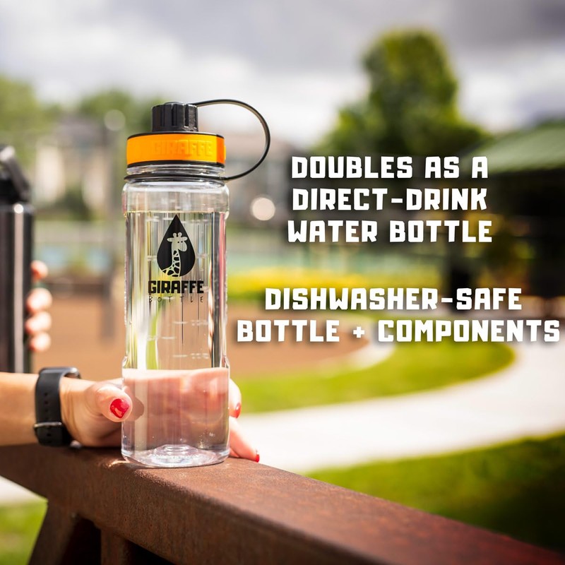 Giraffe Bottle Tower XL Hands Free Drinking System, Clear Tritan