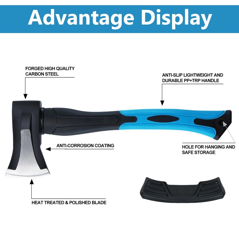 Splitting Axe, 15” Camping Outdoor Hatchet for Wood Splitting and