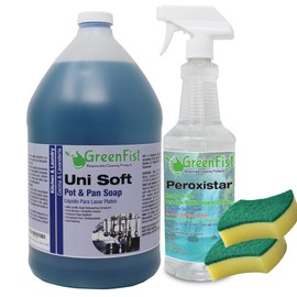 GreenFist Hydrogen Peroxide All Purpose (Glass, Carpet,Stain Remover) Cleaner (Kitchen Set - Peroxide Spray Cleaner with Dish Soap & 2 Sponge)