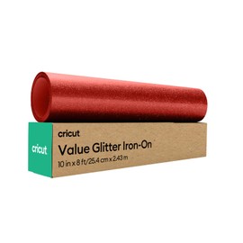 Cricut Value Glitter Iron On, Red (10in x 8ft roll) - HTV Heat Transfer Vinyl