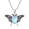 Aututer Luna Moth Necklace S925 Sterling Silver Teardrop Moonstone Moth