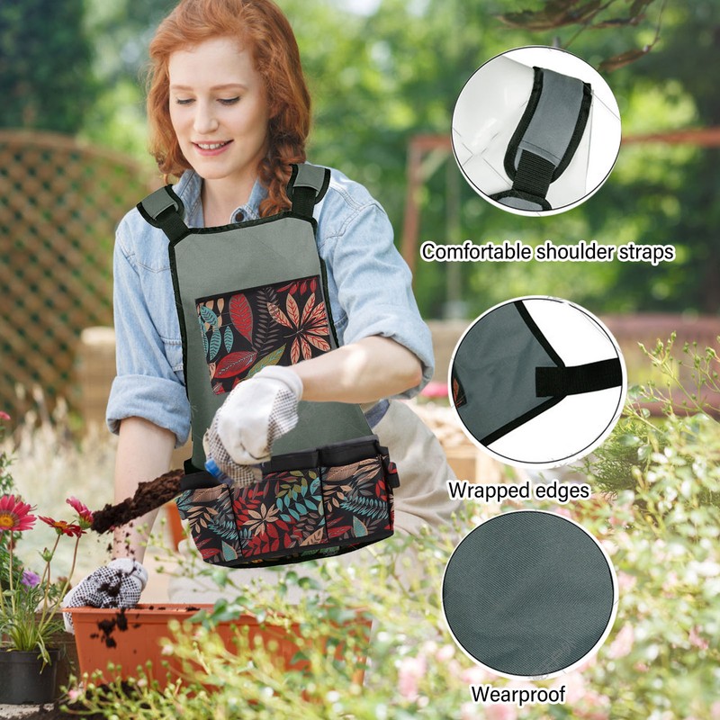 Gardening Apron with Pockets Water Resistant Washable Oxford Cloth Work