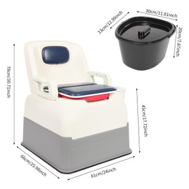 Giciashop Bedside Commode, Portable Commode Toilet w/Removable Bucket & Detachable Arms, 220 Load Capacity, Non-Slip Potty for Elderly Adults (Blue)