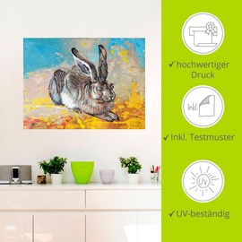 ARTland Wanddeko Wandtattoo selbstklebende Vinylfolie 40x30 cm Feld Tiere Hase Dürer Feldhase Farbe U5BH