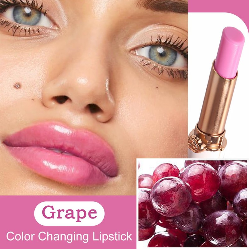 BINGBRUSH Grape Color Changing Lipstick Queen,Moisturizer Long Lasting Lip Care