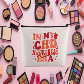 JYTAPP CHD Awareness Gift In My CHD Awareness Ear Cosmetic Bag Heart Disease Warrior Gift Red Ribbon Inspired Gift