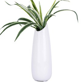 VanEnjoy 9.4" White High Creative Oblique Opening Design Desktop Ceramic Vase Home Office Decoration Vases